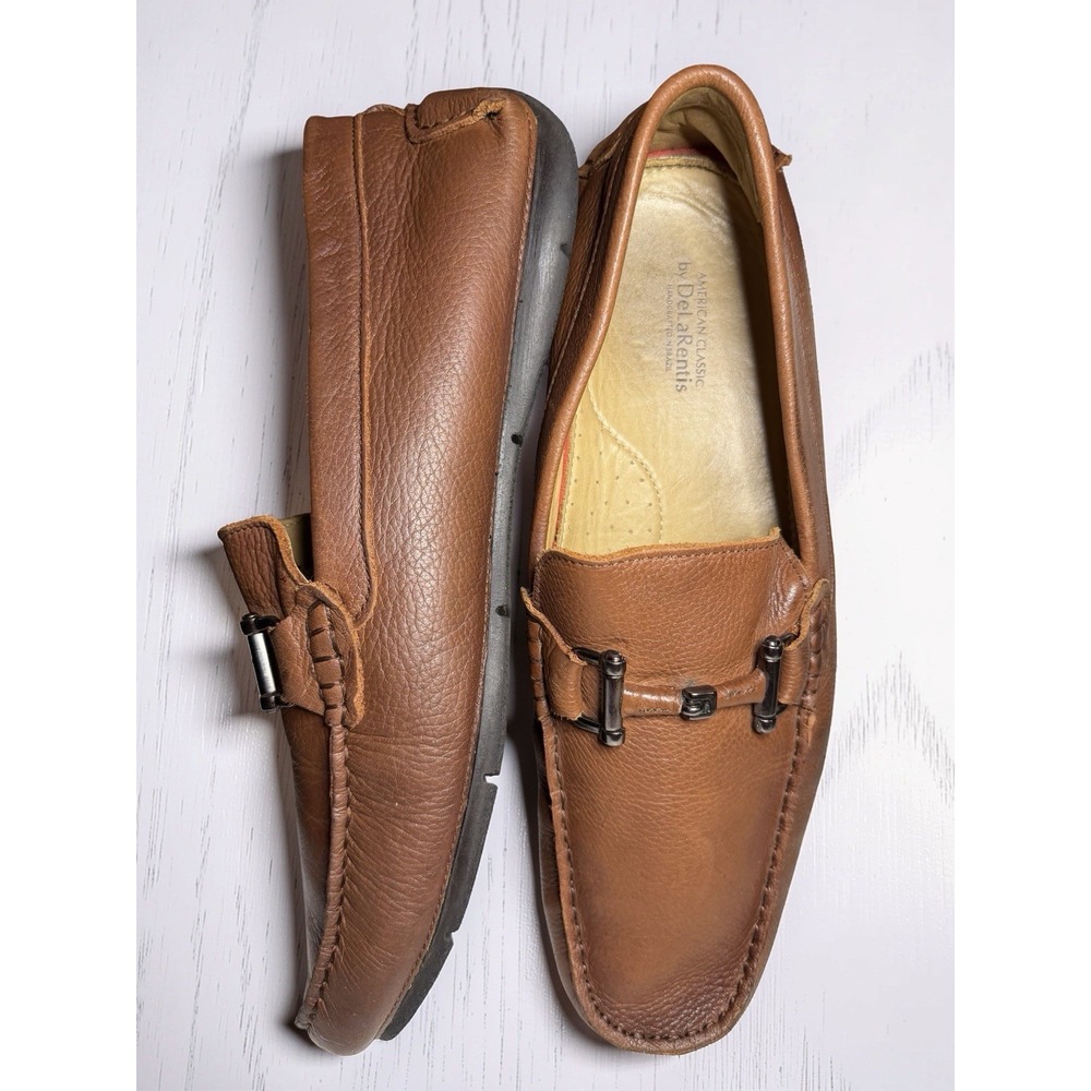 American Classic By DeLaRentis Loafer Brown Slip On Driving Moc Shoe Mens 11.5